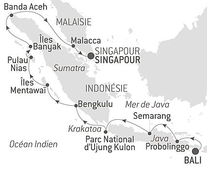 Découvrez votre itinéraire - Îles, villes et volcans d’Indonésie