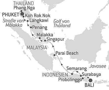 Reiseroute - Mythische Stätten und paradiesische Inseln in Südostasien