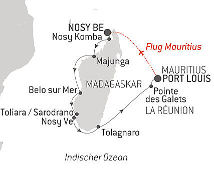 Reiseroute - Unbekanntes Madagaskar