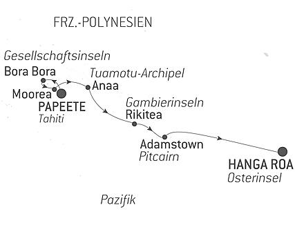 Reiseroute - Südsee und Osterinsel
