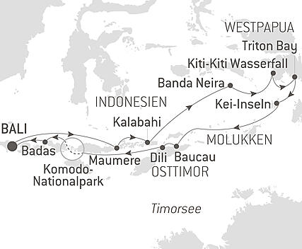 Reiseroute - Inselschätze von Indonesien und Osttimor