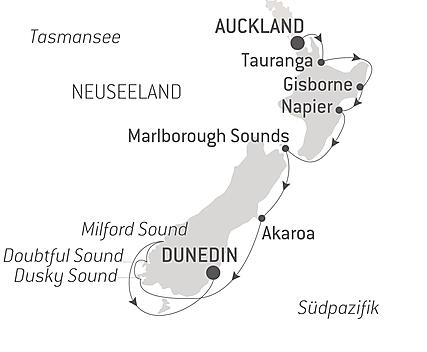 Reiseroute - Expedition ins Herz Neuseelands