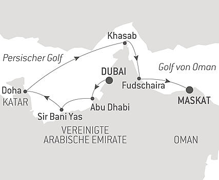 Reiseroute - Kreuzfahrt an der Arabischen Küste – mit Smithsonian Journeys
