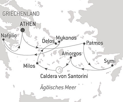 Reiseroute - Kreuzfahrt zu den griechischen Inseln der südlichen Ägäis – mit Smithsonian Journeys
