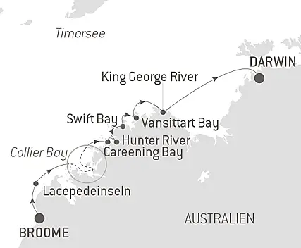 Reiseroute - Unentdeckte Schätze Australiens