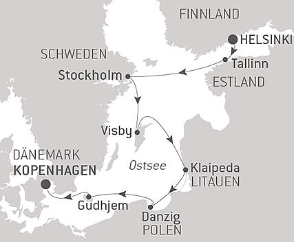 Reiseroute - Kreuzfahrt zu den historischen Städten der Ostsee – mit Smithsonian Journeys