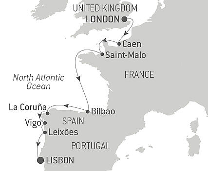 Your itinerary - London to Lisbon: Cruising Europe