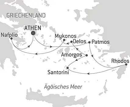 Reiseroute - Kreuzfahrt zu den griechischen Inseln der südlichen Ägäis – mit Smithsonian Journeys