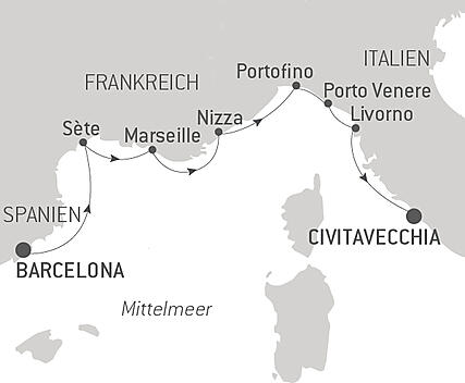 Reiseroute - Südfrankreich und die Italienische Riviera vom Meer aus – mit Smithsonian Journeys