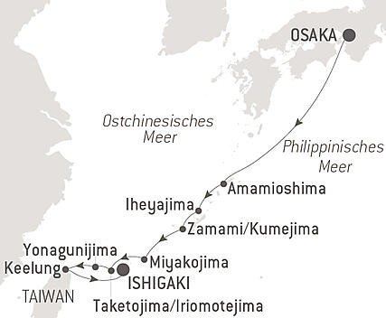 Reiseroute - Abenteuer in die subtropischen Inseln Japans