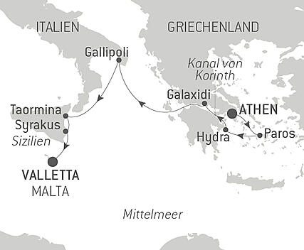 Reiseroute - Antike Schätze des Mittelmeeres