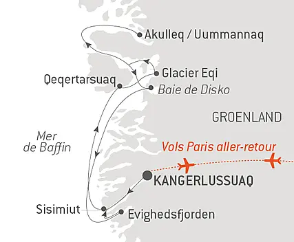 Découvrez votre itinéraire - Baie de Disko et villages inuits