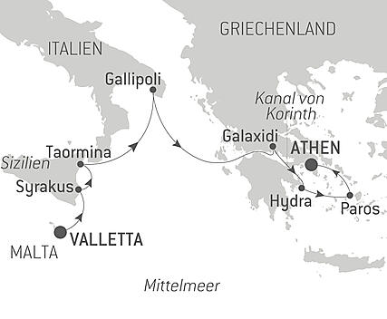 Reiseroute - Antike Schätze des Mittelmeeres