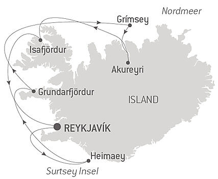 Reiseroute - Islands Mosaiklandschaften
