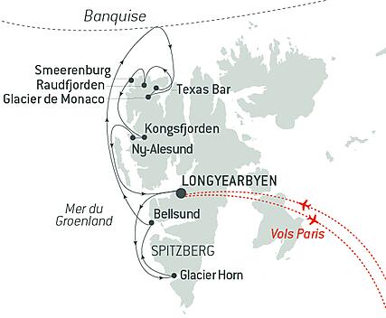 Découvrez votre itinéraire - Fjords et glaciers du Spitzberg 