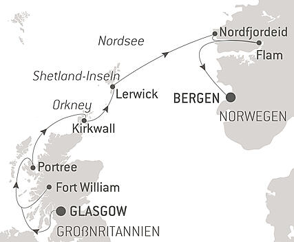 Reiseroute - Reise zu den schottischen Inseln und norwegischen Fjorden – mit Smithsonian Journeys