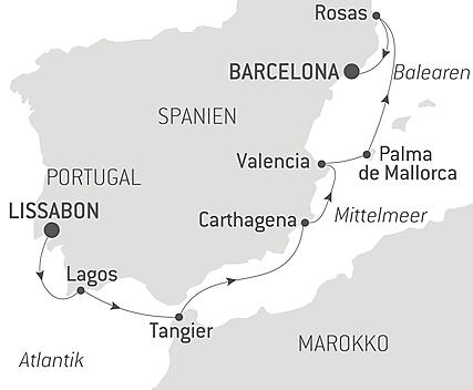 Reiseroute - Geheimnisse der Iberischen Halbinsel