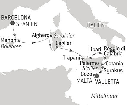 Reiseroute - Kultur und Inseln des Mittelmeers