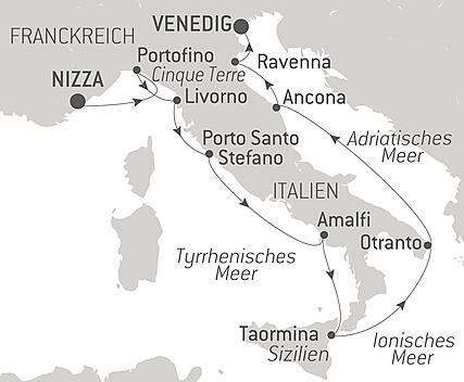 Reiseroute - Schätze der italienischen Küsten