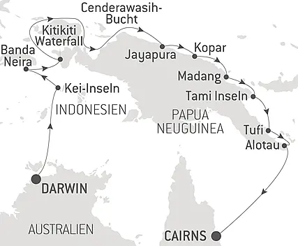 Reiseroute - Abenteuer in Neuguinea