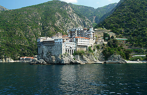 Sailing along Mount Athos