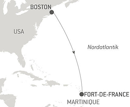 Découvrez votre itinéraire - Voyage en Mer : Boston - Fort-de-France