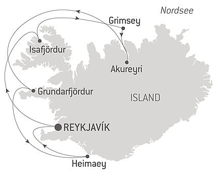 Reiseroute - Reise nach Island: Land von Feuer und Eis – mit Smithsonian Journeys