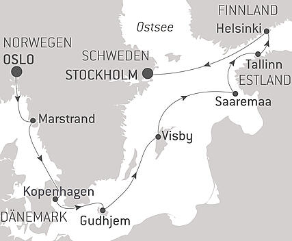 Reiseroute - Inseln und Städte, von der Nordsee bis zur Ostsee