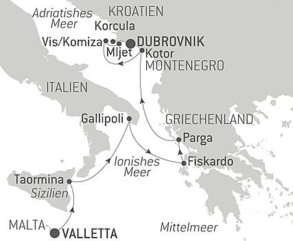 Reiseroute - Vom Ionischen Meer in die Adria