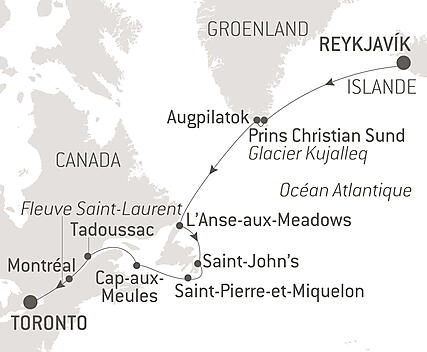 Découvrez votre itinéraire - Expédition du Groenland au Canada par Saint-Pierre-et-Miquelon