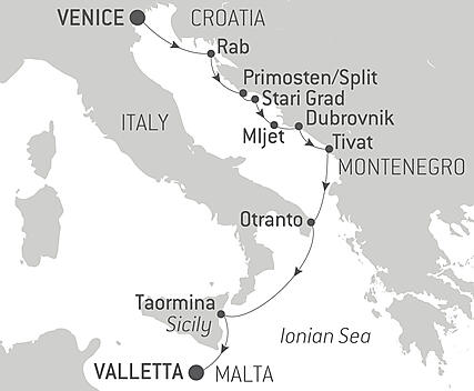 Your itinerary - From the Adriatic coast to Malta