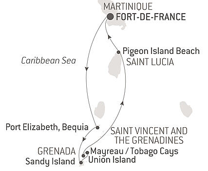 Your itinerary - The Caribbean, under sail aboard Le Ponant