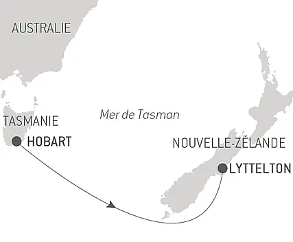 Découvrez votre itinéraire - Voyage en Mer : Hobart - Lyttelton
