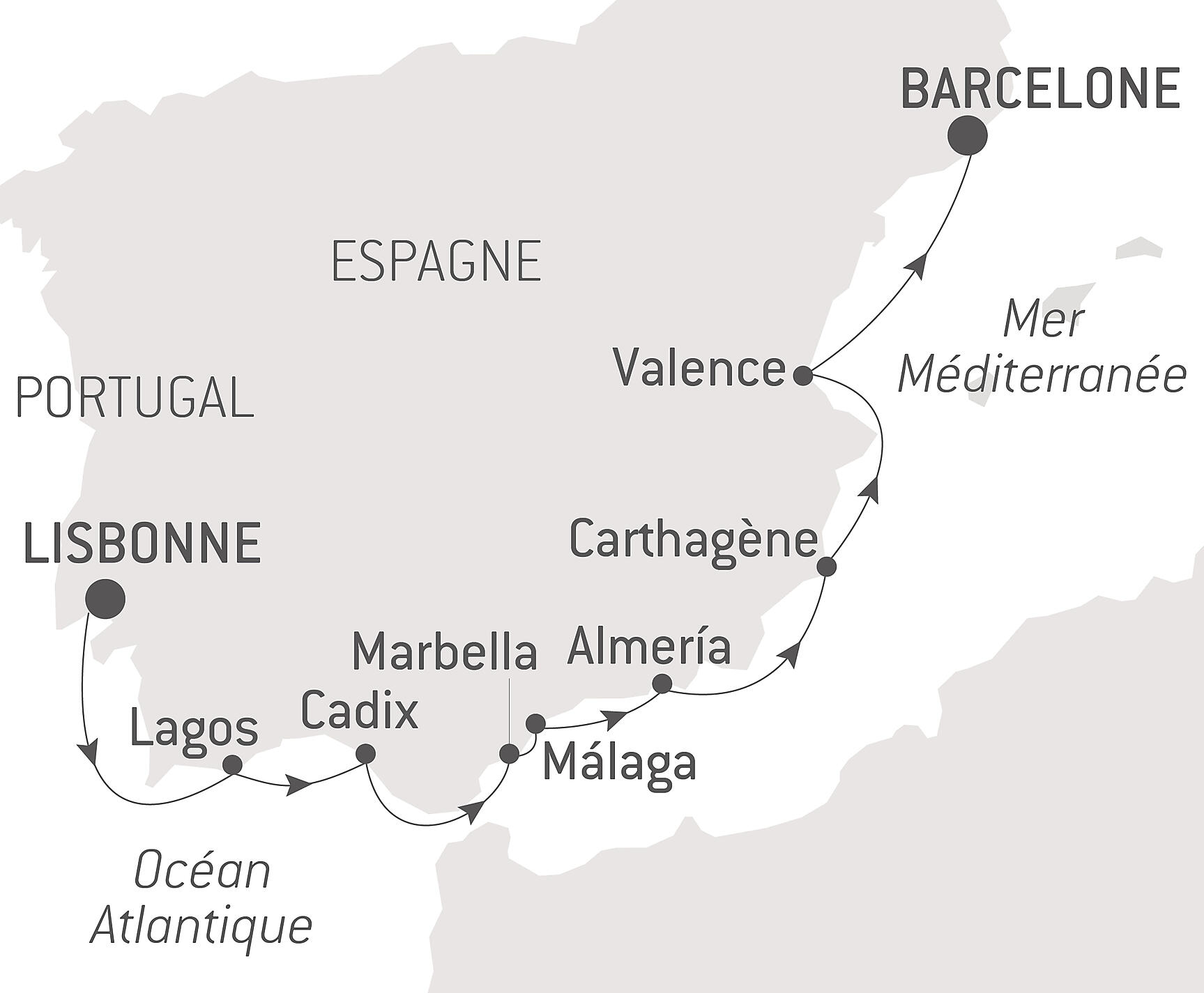 Iberian Shores Itinerary Map
