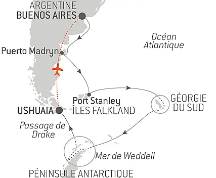 Découvrez votre itinéraire - Voyage en terres australes et péninsule Valdés