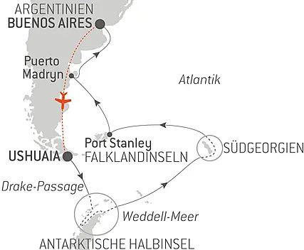 Abenteuer durch das Südpolarmeer bis zur Halbinsel Valdés