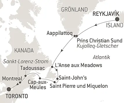 Expedition von Grönland nach Kanada mit Saint-Pierre und Miquelon