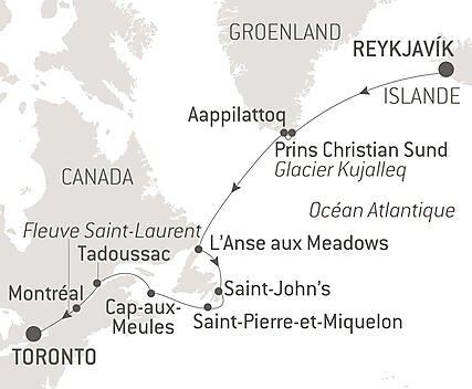 Découvrez votre itinéraire - Expédition du Groenland au Canada par Saint-Pierre-et-Miquelon