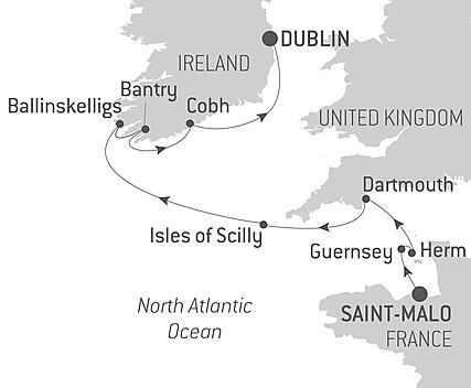 Reiseroute - Britische Archipele und keltische Küsten