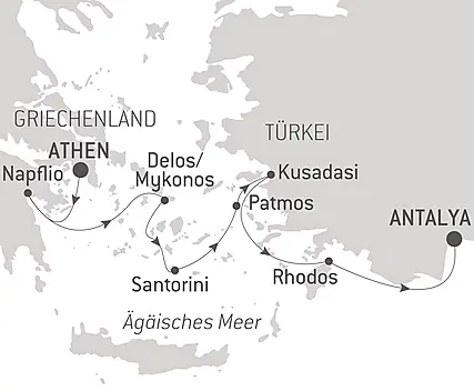 Reiseroute - Musik-Kreuzfahrt zu den Juwelen der Ägäis