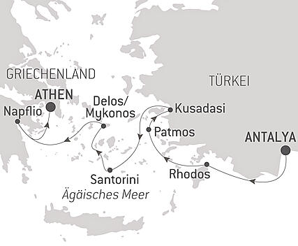 Reiseroute - Antike Pracht der Ägäis