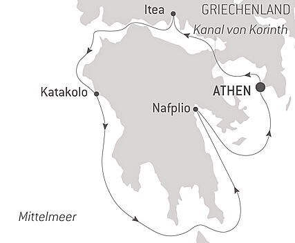 Reiseroute - Abenteuer rund um die Peloponnes