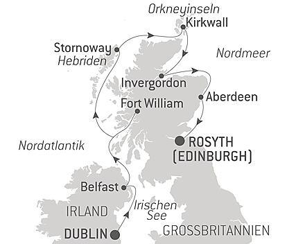 Reiseroute - Eine Reise an keltischen Ufern