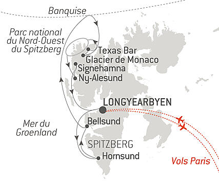 Découvrez votre itinéraire - Fjords et glaciers du Spitzberg