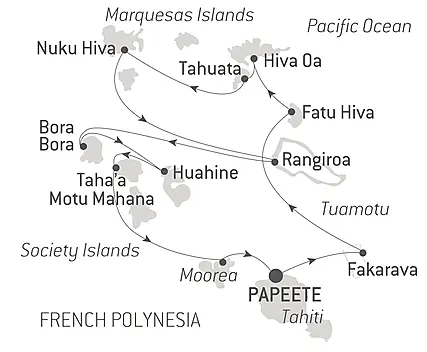 Your itinerary - Marquesas, The Tuamotus & Society Islands