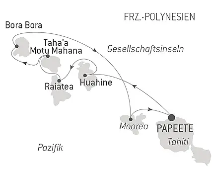 Reiseroute - Perlen der Gesellschaftsinseln