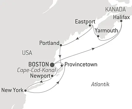 Reiseroute - Nova Scotia und die Ostküste der USA mit Musik