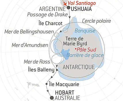 Découvrez votre itinéraire - Entre deux continents, terres inexplorées d’Antarctique