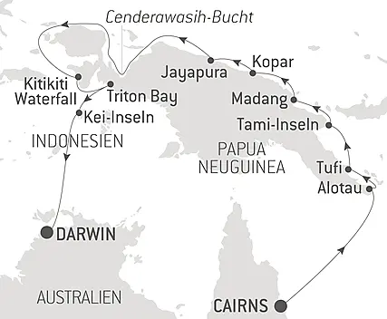 Reiseroute - Abenteuer in Neuguinea 