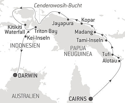 Reiseroute - Abenteuer in Neuguinea 